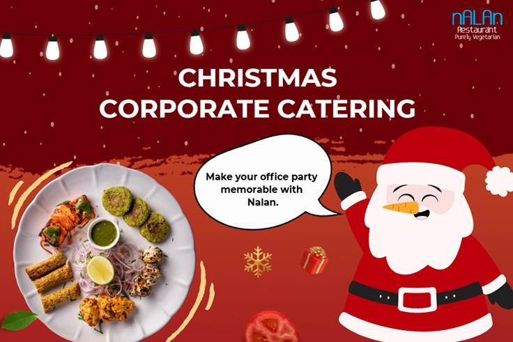 Christmas corporate catering offering delicious vegetarian Indian dishes perfect for office events.