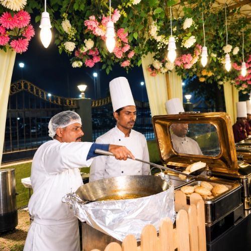 Live food stations catering in Singapore for fresh Indian dishes at wedding events