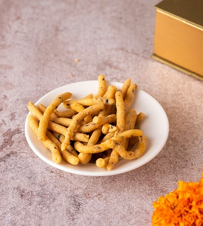 Finger Millet Murukku, a traditional crispy snack made with finger millet at Nalan Restaurant Singapore