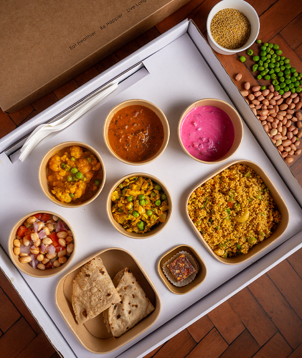 Balanced wellness feast offering nutritious Indian dishes prepared fresh for wholesome everyday dining