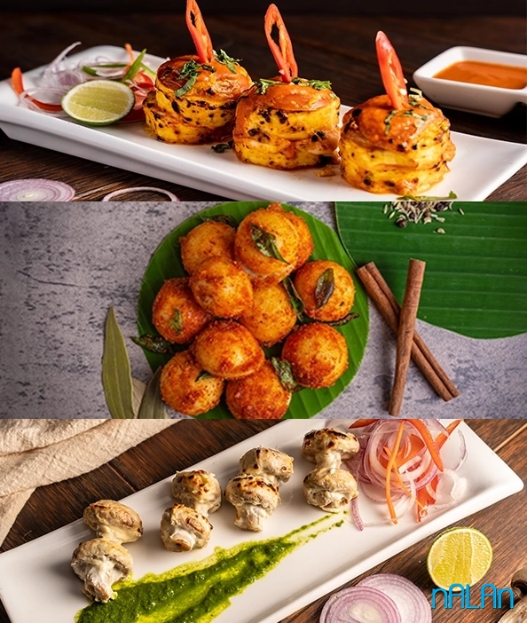 Tasty vegetarian appetizers from Nalan crafted for New Year office celebrations with Indian flavours